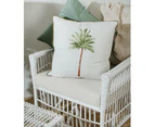Maine & Crawford St Barts 50x50cm Palm Print Cotton Cushion Pillow White/Green