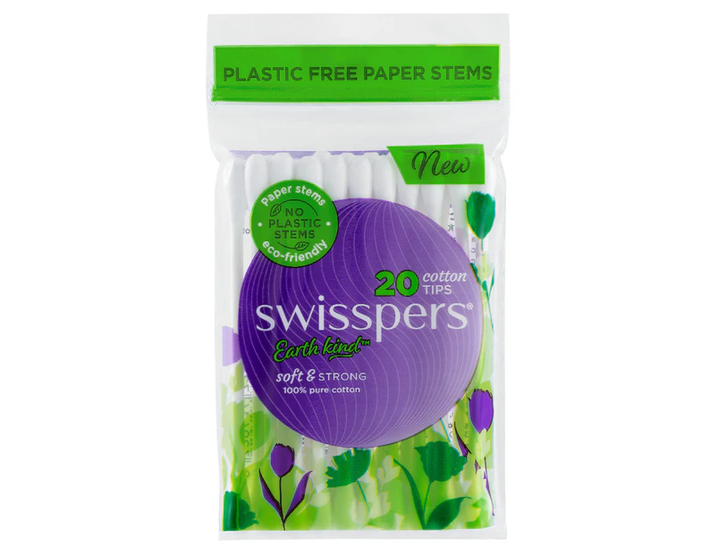 Swisspers Cotton Tips Paper Stems 20 Pack