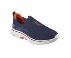 Mens Skechers Go Walk 7 Navy/Orange Slip On Sneaker Shoes - Navy