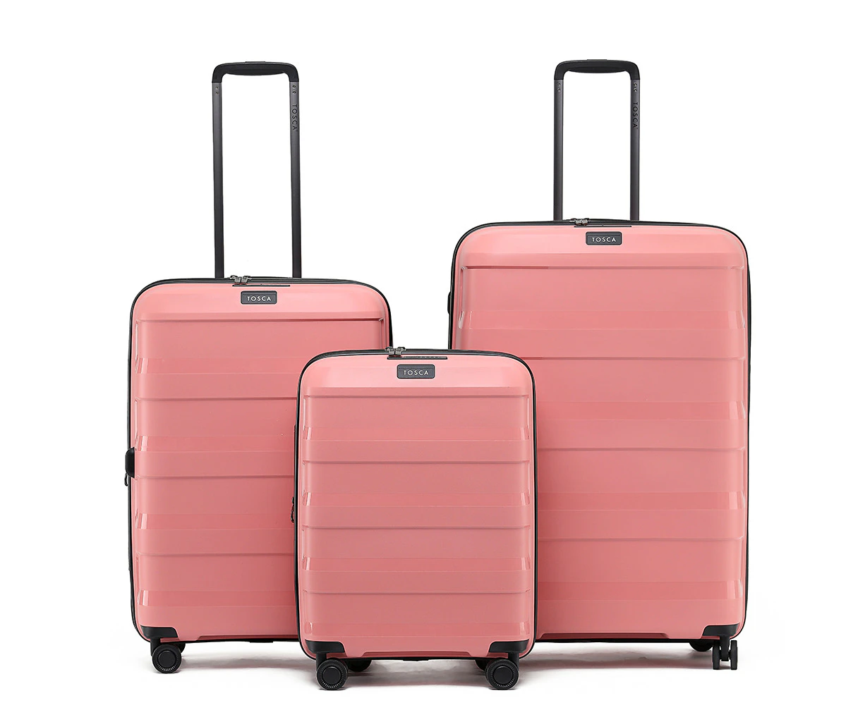 3pc Tosca Comet 4-Wheeled Suitcase Luggage Travel Bag Set S/M/L - Coral