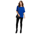 Liz Jordan - Womens Tops -  Satin Knit Back Top - Blue