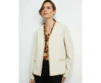 NONI B - Womens Jacket - Chain Detail Boucle Jacket - Ivory