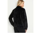 NONI B - Womens Jacket -  Fluffy Zip Jacket - Black