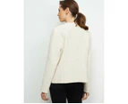 NONI B - Womens Jacket - Chain Detail Boucle Jacket - Ivory