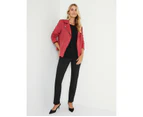 NONI B - Womens Jacket - Textured Suede Zip Jacket - Jester Red