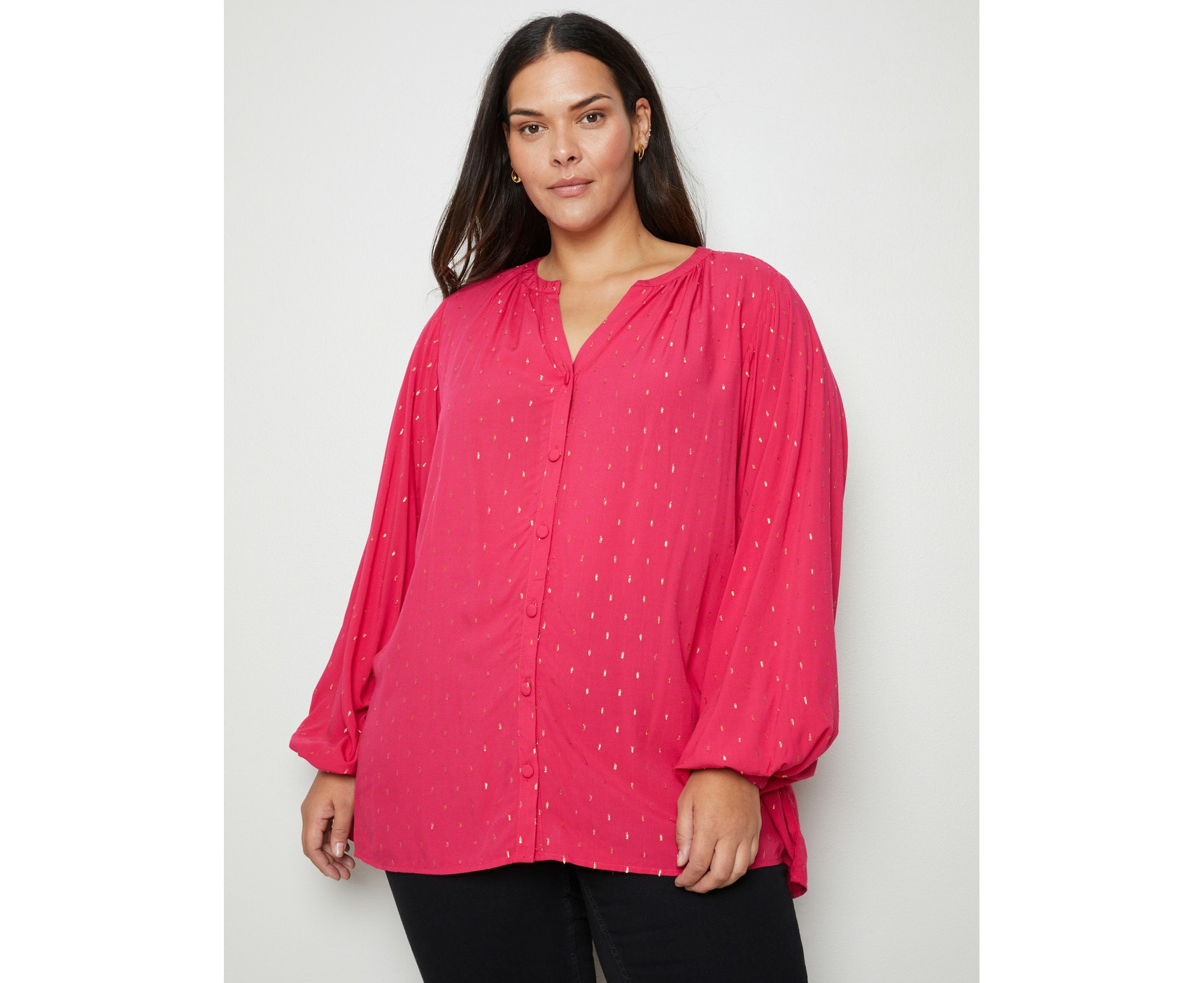 LUREX EMBROIDERED PEASANT TOP
