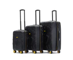 3pc Batman Gotham Hard Shell Travel Luggage 4-Wheel Suitcase Set - Black