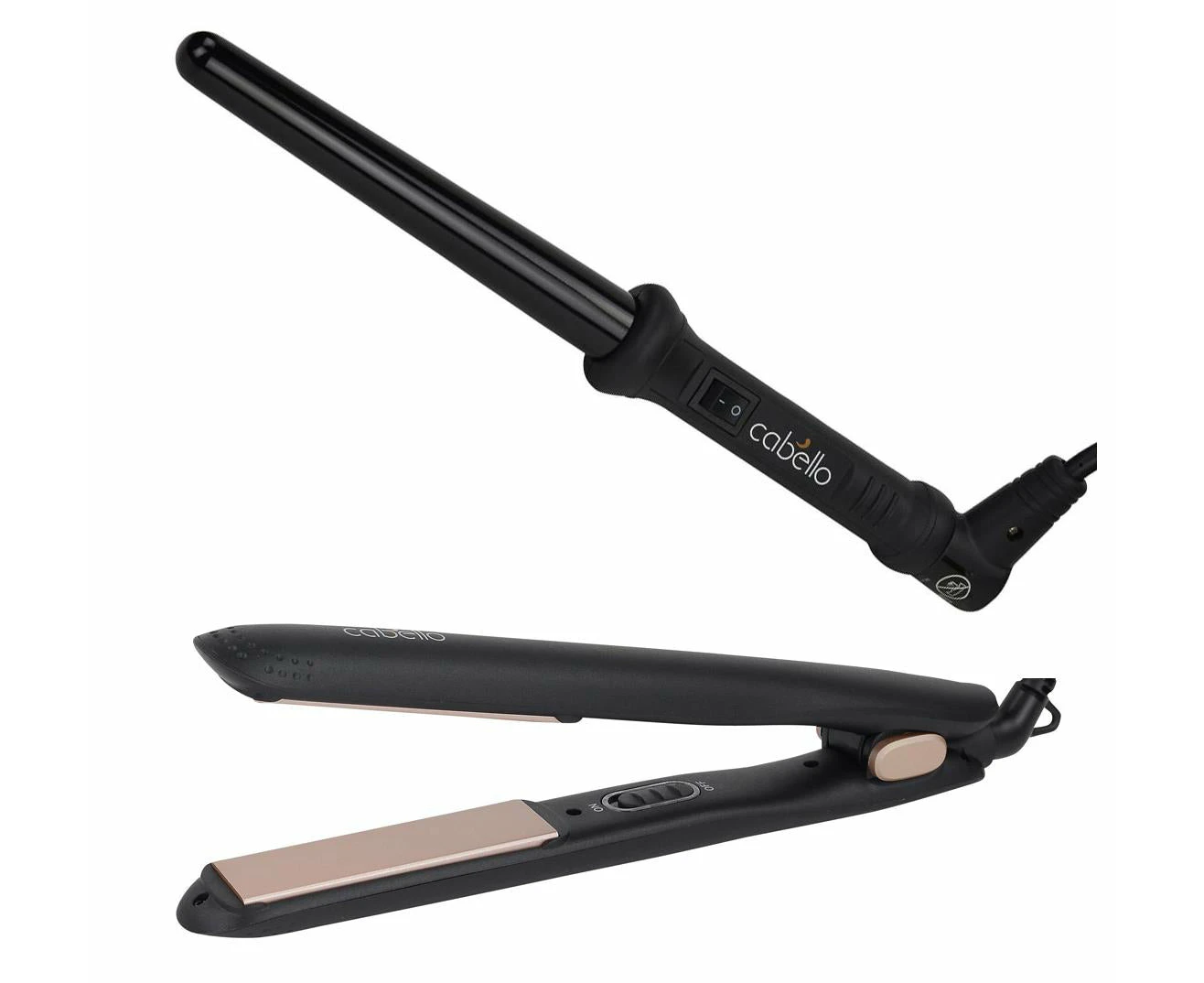 Cabello Silk Smooth Styler (Black) & Tapered Curler - Combo