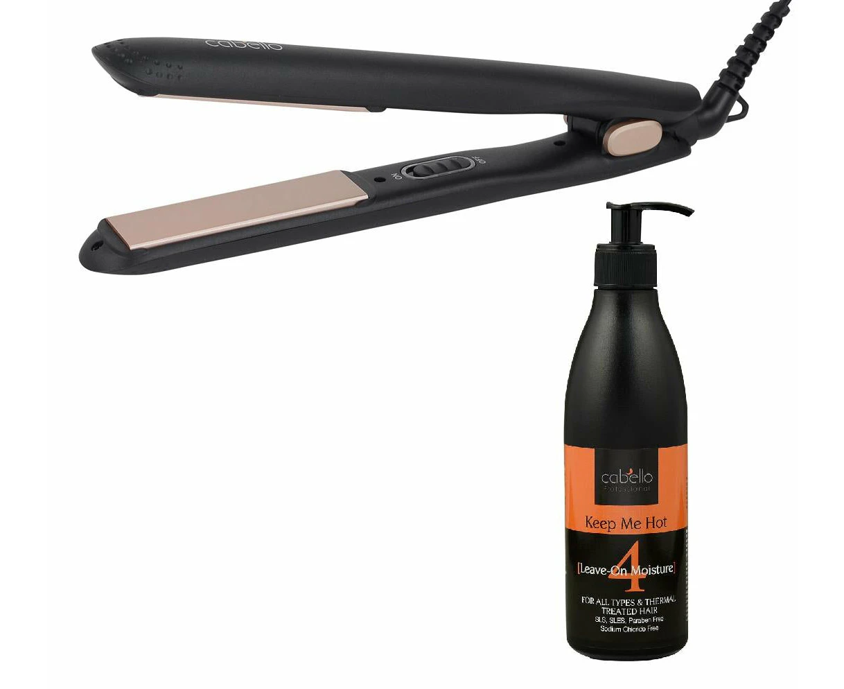 Cabello Silk Smooth Styler (Black) + Leave On Moisture 'Keep Me Hot' - Combo