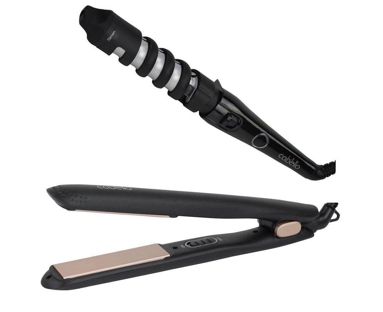 Cabello Silk Smooth Styler (Black) & Voluminous Curler - Combo