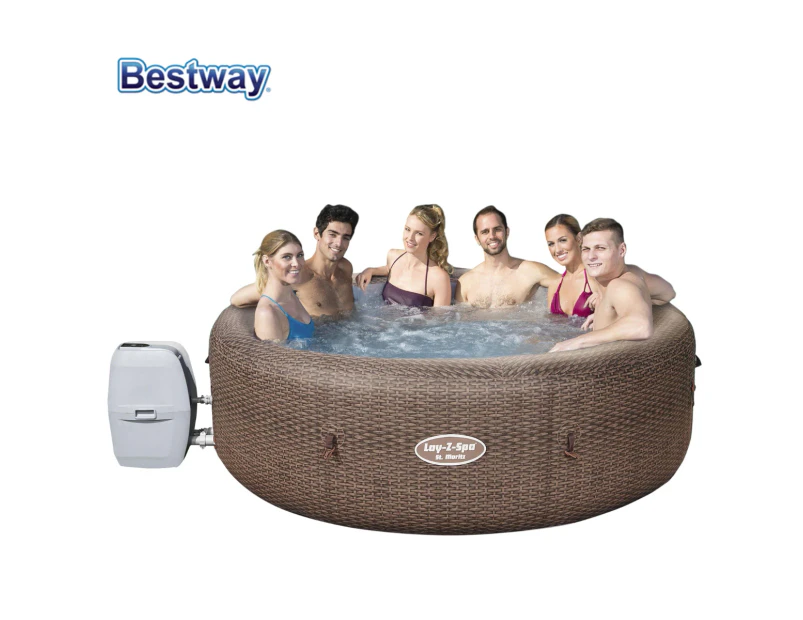 Bestway Inflatable Lay Z Spa up to 7-person 180 AirJets Hot Tub Massage ​Bathtub Pool St.Moritz 60023 Automatic Heating Prevents Water From Freezing