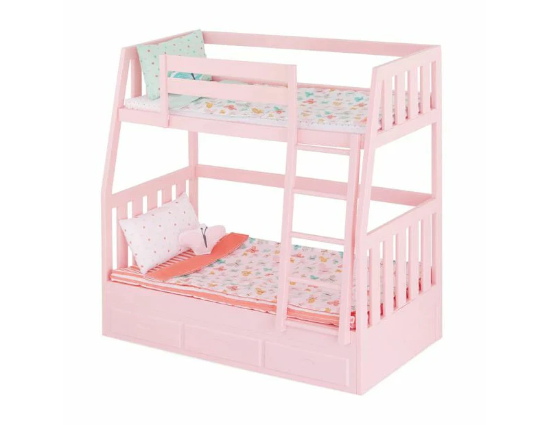 Our Generation Dreams for Two 18-inch Doll Butterfly-Themed Bunk Bed Furniture Set