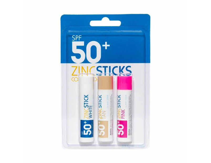 Coloured Zinc Sticks 3 Pack, SPF 50+ - Anko - Navy