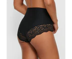 Target Bonded Waist Microfibre and Lace Full Briefs - Black