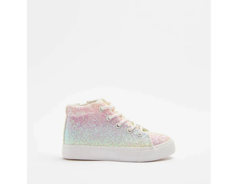 Target Girls Junior Hi Top Ombre Glitter Hi Top Sneaker - Multi