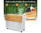 Giantex Kitchen Island Trolley Mobile Storage Cabinet w/ Drawers & Towel Rack Drop-leaf Top Home Kitchen,White