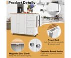 Giantex Kitchen Island Trolley Mobile Storage Cabinet w/ Drawers & Towel Rack Drop-leaf Top Home Kitchen,White