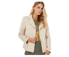 NONI B - Womens Jacket - Textured Suede Zip Jacket - Pumice Stone