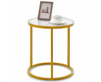 Giantex 50cm Round Side Table Marble Top Bedside Table w/Metal Frame Modern End Table Home Accent Coffee Table
