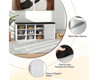 Giantex 3-Tier Shoe Storage Bench 9-Cube Entryway Shoe Cabinet w/Adjustable Shelves & Barn Door Shoe Rack White