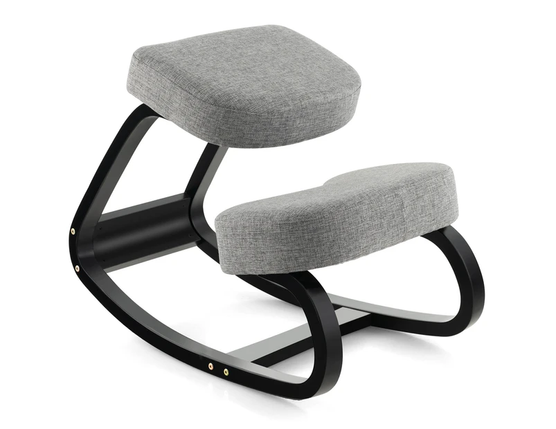 Giantex Kneeling Chair Ergonomic Home Office Chair w/Padded Cushion Rocking Work Desk Chair Black & Gray