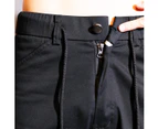 WARP Work Cargo Pants Stretch Cotton Regular Fit Mens Trousers Belt Loop - Black