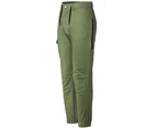 WARP Cargo Pants Mens Work Trousers Ankle Cuff Stretchy Cotton Elastic Waist - Olive Green