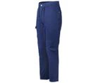 WARP Work Cargo Pants Stretch Cotton Regular Fit Mens Trousers Belt Loop - Navy Blue