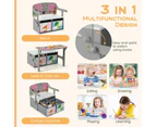 Giantex 3 in 1 Kids Convertible Table Set Children Table & Chair Set w/Fabric Drawer Toddlers Activity Bench Grey