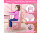 Giantex Kids Art Table Set Lift-Top Toddle Craft Table Chair Set w/Paper Roll Holder & Markers Kids Activity Table & Chair Pink