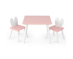 Giantex 3PCS Kids Activity Table and Chairs Wooden Toy Play Desk Children Furniture Pink