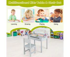 Giantex Kids Art Table Set Lift-Top Toddle Craft Table Chair Set w/Paper Roll Holder & Markers Kids Activity Table & Chair Grey