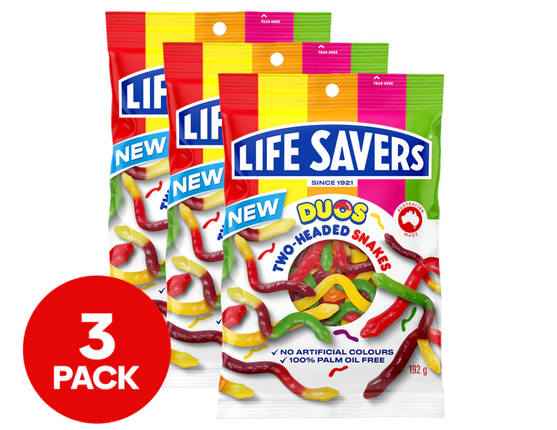 3 x Life Savers Duos Two-Headed Snakes 192g