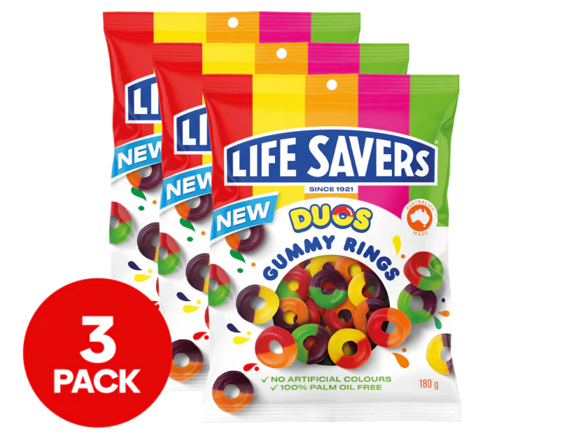 3 x Life Savers Duos Gummy Rings 180g