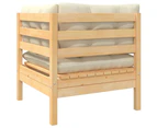 vidaXL 2-Seater Garden Sofa with Cream Cushions Solid Pinewood
