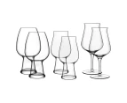 6pc Luigi Bormioli Birrateque Mixed Beer Drinking Glasses Stemmed/Medium/Large