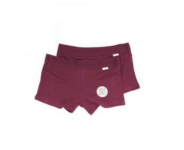 Rio 2 Pairs Girls Netball Knickers Shorts Underwear School Black Navy Cotton/Elastane - BURGUNDY