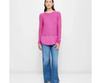 Target Stitch Curve Hem Jumper - Pink