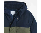 Target Parka Spliced Hooded Jacket - Blue