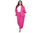 AUTOGRAPH - Plus Size - Womens Pants -  Full Length Wide Leg Suit Pant - Raspberry