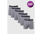 Mitch Dowd - Men's Loose Fit Knit Cotton Boxer Shorts Value 6 Pack - Grey Marle