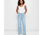 Target Wide Leg High Rise Full Length Denim Jeans - Blue