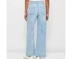 Target Wide Leg High Rise Full Length Denim Jeans - Blue