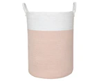 Living Textiles 50cm Cotton Rope Hamper Laundry Basket Storage Large White/Blush