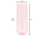 Pink Reusable Plastic Stemless Champagne Glass 266ml