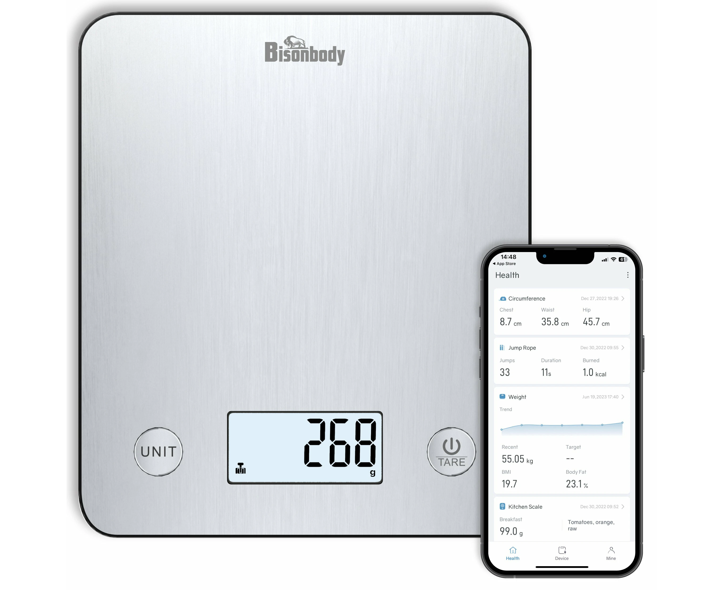 Bisonbody Digital Smart Food Modern Kitchen Weight Scale Measurer