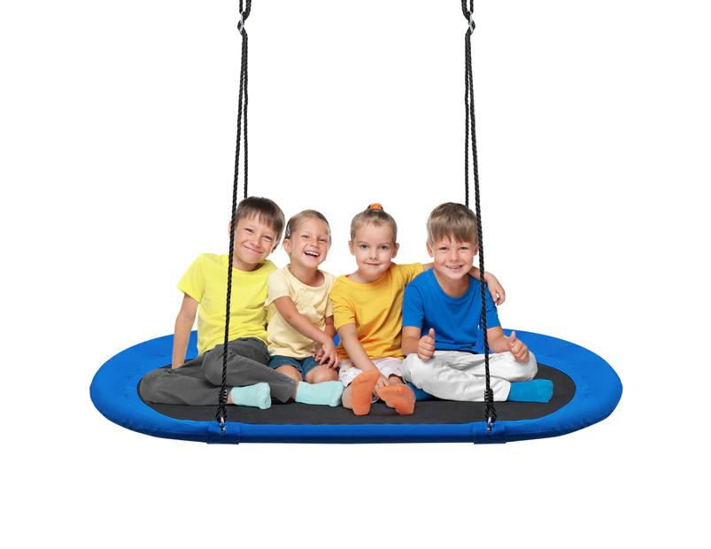 Costway 317KG Load Giant Platform Kids Saucer Tree Swing Set, Oxford Seat Outdoor Garden Yard Play Toy,Blue