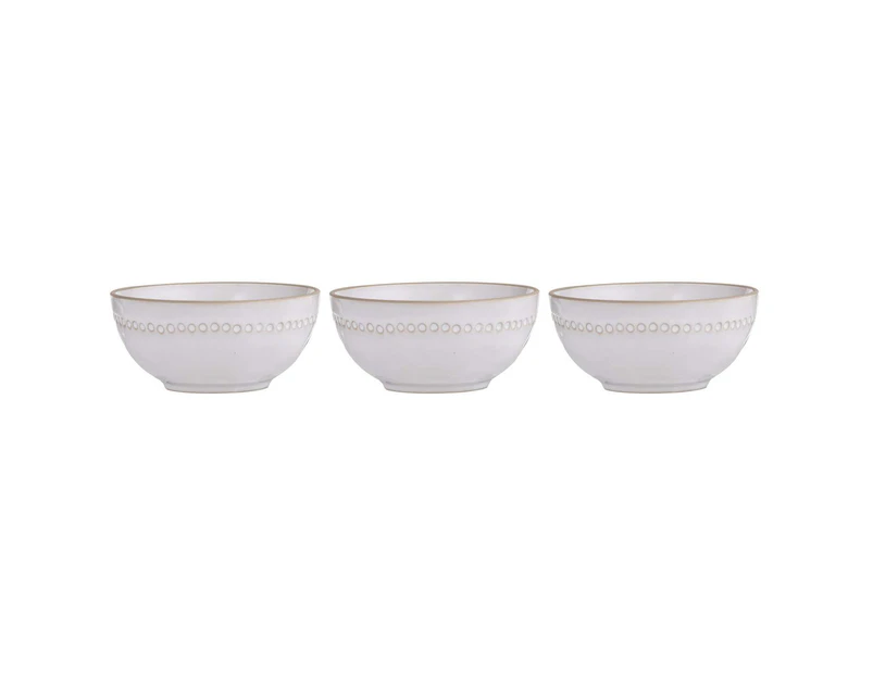 3PK Ladelle Cameo Stoneware 12cm Nibble Bowl/Snack Side Dish Server Round Ivory
