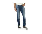 Skinny Cotton Jeans with Button Fastening and 5 Pockets - Blue