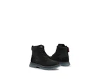 Ankle Boots with Suede Upper and Rubber Sole - Black
